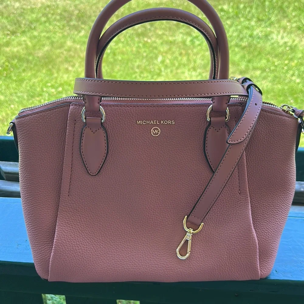 New with tags Michael Kors medium Sienna leather satchel in color Rose. - Picture 5 of 6